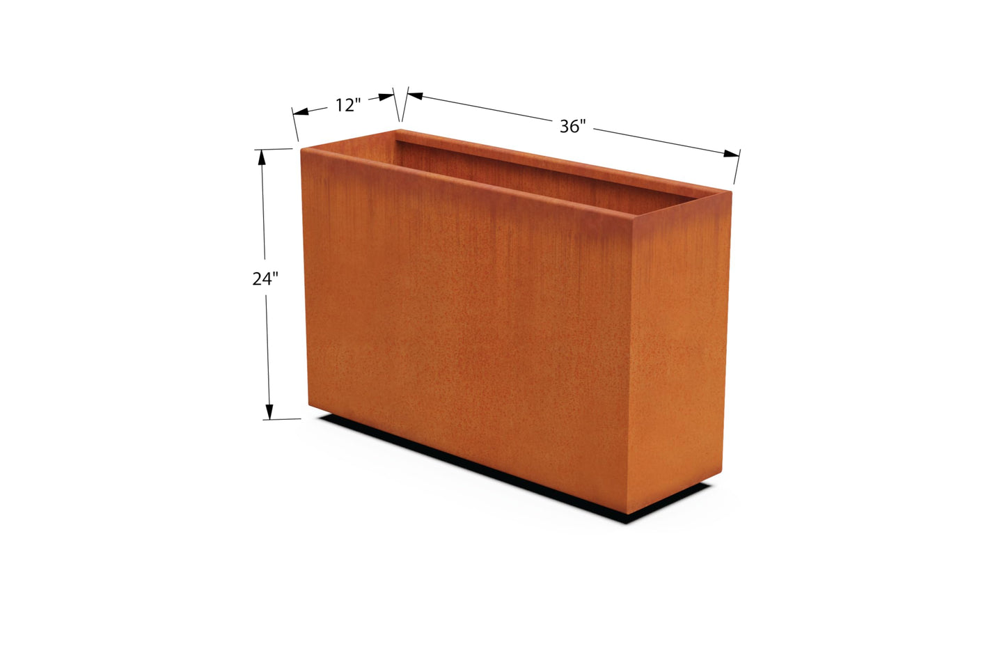 Plantercraft Large Rectangular Planters for Outdoor Plants – 36x12x24 Corten Steel Planter Box | Extra Large Outdoor Planters for Patio Privacy & Deck Decor | Heavy Duty Metal Planter Rectangle