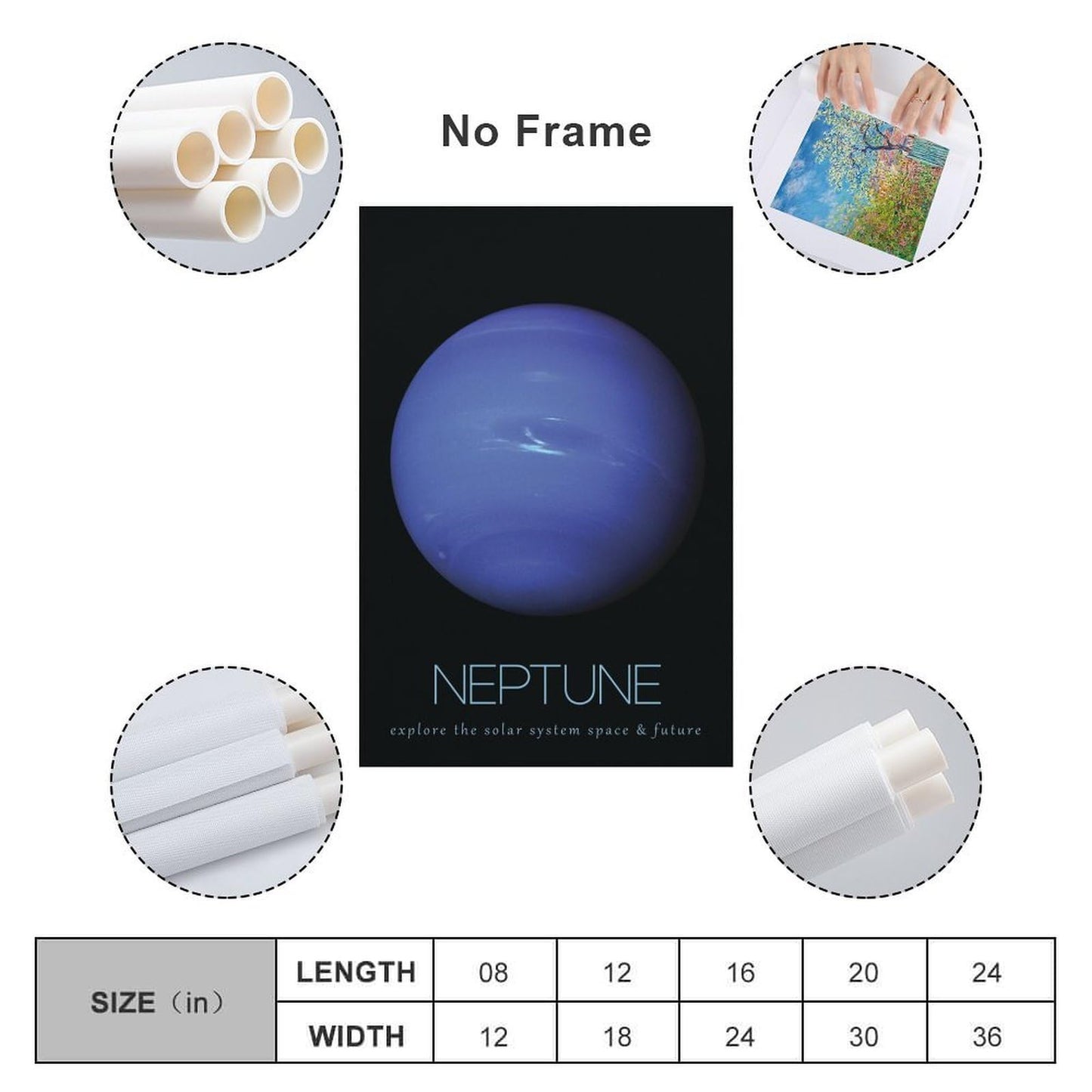 LGDSBHH Minimalist Neptune Solar System Canvas Wall Art - Educational Space Planet Poster - Science Classroom & Kids Bedroom Decor - 12x18 Inch (Unframed)