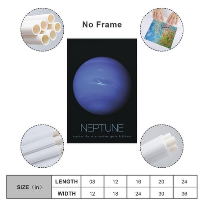 LGDSBHH Minimalist Neptune Solar System Canvas Wall Art - Educational Space Planet Poster - Science Classroom & Kids Bedroom Decor - 12x18 Inch (Unframed)