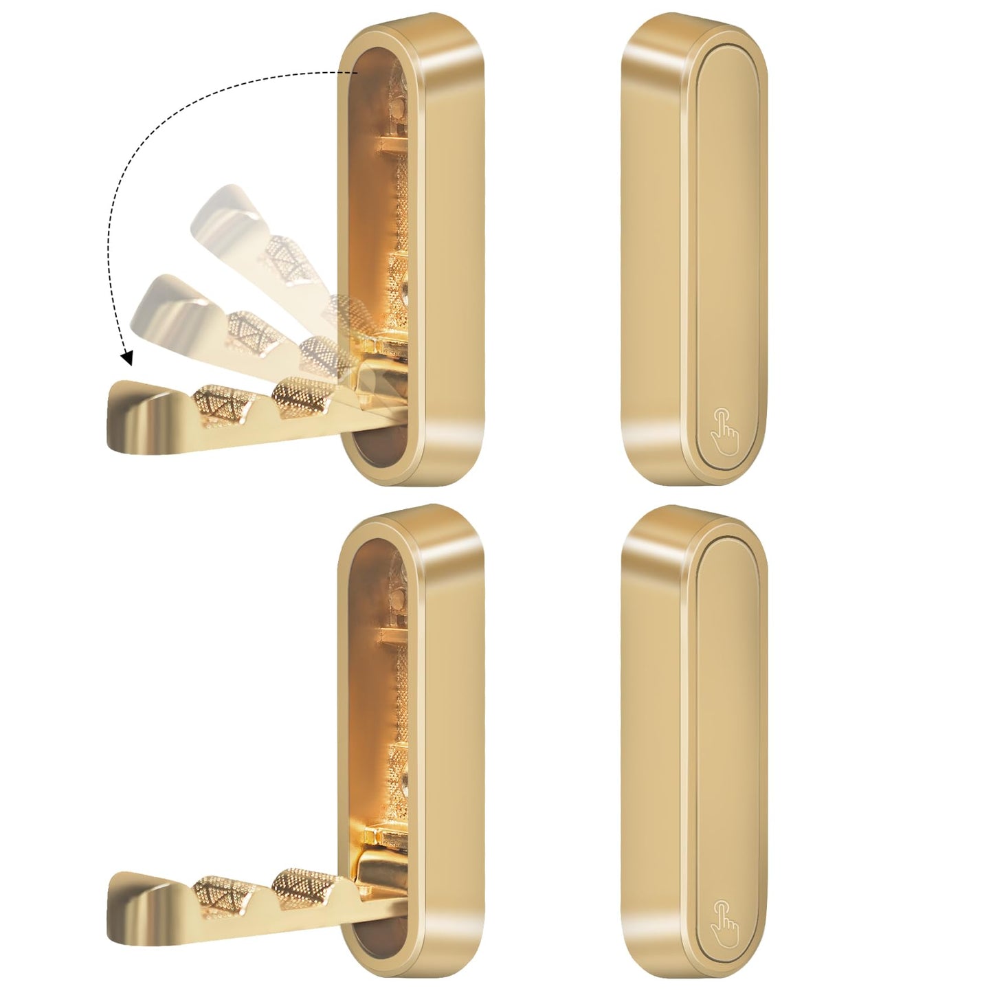HNCSGJMY 4PCS Foldable Wall Hooks, Heavy Duty Zinc Alloy Flip-Down Coat Hooks with Screw Mount, Holds up to 44 Lbs, Space-Saving Folding Wall Hangers for Bathroom, Closet, Bedroom, Entryway (Gold)