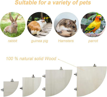 Litewoo Bird Parrot Corner Perch Flat Platform Stand, Easy to Install, Safe and Stable, Smooth Polishing Without Hurting Feet, Solid Hardwood Bird Cage Perches（L）
