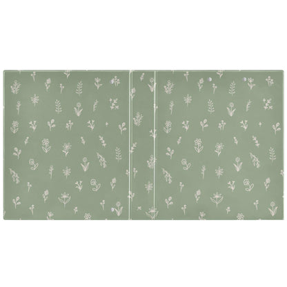 Sage Green Round Ring Binders 1.5 Inch Flowers Sunflower Daisy Leaves 3 Ring Clipboard Binder for Office School Work Supplies File Folder 200 Sheet Capacity Easy Open