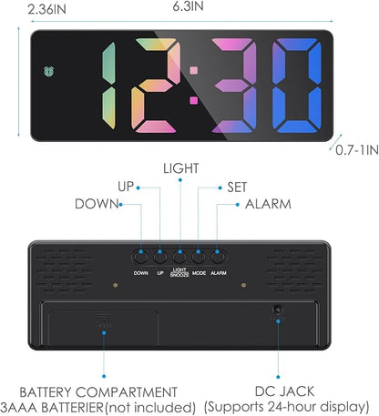 AMIR Upgraded Digital Alarm Clocks for Bedrooms, LED Digital Clock with Dual Power Supply, 12/24H, Dimmable,DST,Snooze,Desk Clock for Home Office School