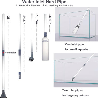 Aquarium Siphon Vacuum Cleaner Kit with Dual Vacuum Tubes, Brush Head, Turkey Baster and Fish Net, Gravel & Sand Cleaner, Aquarium Gravel Vacuum for Water Change and Debris Removal
