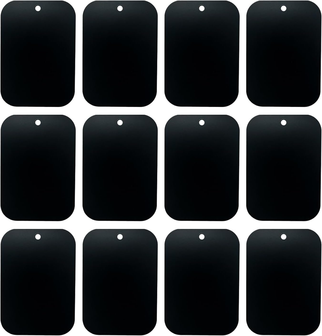 Mount Metal Plate（12Pack） for Magnetic Car Mount Phone Holder with Full Adhesive for Phone Magnet, 12X Rectangular (Black)