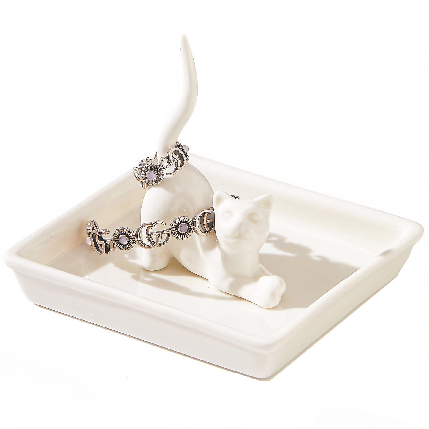PUDDING CABIN Cat Mom Gifts for Women, Cat Ring Holder for Jewelry, Jewelry Tray Dish Rings Bracelets Earrings Trinket Tray, Gifts for Cats Lovers Mother's Day Birthday Christmas Wedding