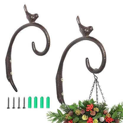 Zyuzles 2Pcs Cast Iron Wall Hanging Plant Bracket,Bird Wall Metal Plant Hangers Cast Iron Plant Hanger Decoration for Flower Basket Bird Feeder Wind Chimes Planters