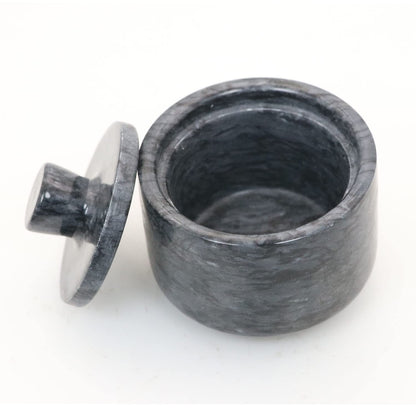 Marble Salt Cellars, Black Salt box With Cover, Salt Holder Storage Container for Counter, Kitchen Salt Container with