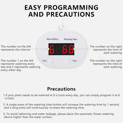 Automatic Drip Irrigation Kit,Indoor Automatic Watering System for Plants,Self Watering System for 15 Potted Plants，Automatic Drip Irrigation Kit Programmable Water Timer