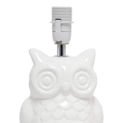 Simple Designs LT1136-OFF 12.8" Tall Contemporary Ceramic Owl Bedside Table Desk Lamp w Matching Fabric Shade for Home Decor,Bedroom, Nightstand, Living Room, Entryway, Kids' Room, Nursery, Off White