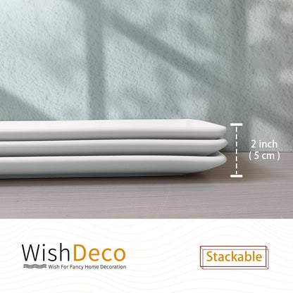 WishDeco Serving Platters Set of 3, Large Serving Trays 14 inch, White Serving Plates, Ceramic Rectangle Plate, Long Platter for Cake, Sushi, Steak, Dessert, Buffet