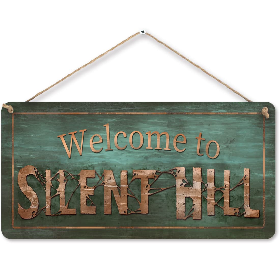 flinelife Welcome to Silent Hill Sign, 12x6, Horror Movie Sign, Wreath Sign for Indoor Outdoor Use