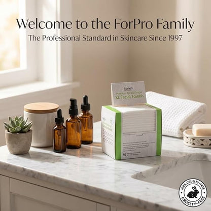 ForPro Disposable Face Towels for Sensitive Skin, XL Dry Wipes Makeup Remover, Ultra Soft Lint-Free Viscose Face Cloths, Chemical-Free Biodegradable Facial Towelettes, Vegan & Cruelty-Free, 50-Count