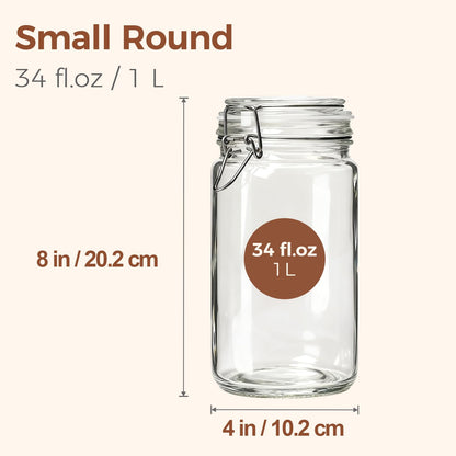 ComSaf 1 Quart Glass Jars with Airtight Lids (32oz, Set of 3), Straight-Sided Canisters for Sourdough Starter & Fermenting, 1L Hermetic Pantry Storage for Flour, Sugar, and Coffee