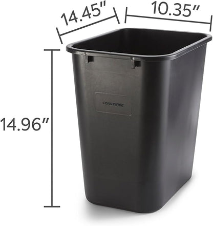 COASTWIDE Professional Indoor Trash Can Without Lid, Black Soft Molded Plastic, 7 Gallon (CW56429)