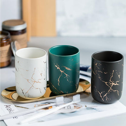 RabyLeo Ceramic Toothbrush Holder, Nordic Toothbrush Cup, Simple Stone Mug. (White)
