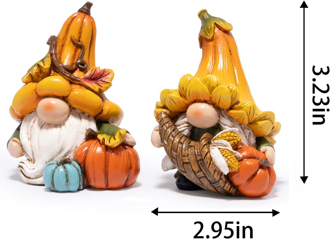 Hodao Fall Decorations for Home, 2 Pcs Thanksgiving Gnome Figurines Resin Autumn Pumpkin Gnomes Statues, Cute Fall Thanksgiving Decor for Home Table Shelf, Perfect Fall Gift for Family Friends