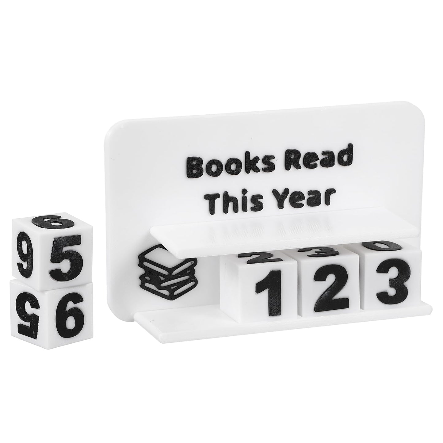 PATIKIL Books Read This Year Tracker, 3D Reading Challenge Counter Sign Library Bookshelf Decor Reading Challenge Number Up to 999 Books Gift for Reader Book Lovers Teachers, White