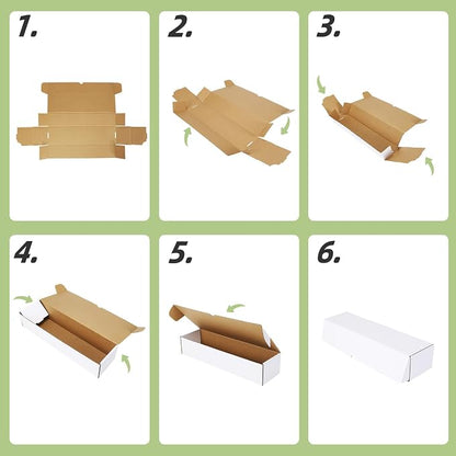 PHAREGE 15 Pack Trading Card Storage Boxes White for 6000 Count 35pt Cards | Baseball Card Storage, Sport Card Shipping, Flat Bottom, Shape Well, Easy Fold, Easy Open, DIY Cardboard, Self-locking