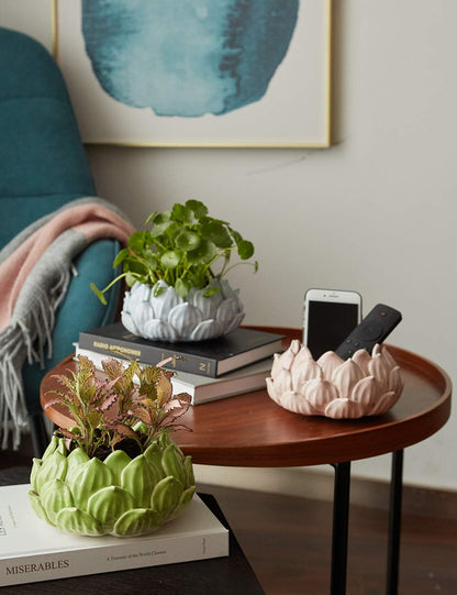 SEINHIJO Indoor Planter Ceramic Succulent Cactus Pot Flower Gift Modern Decor Art for Living Room Office Home Blue 7.1inch