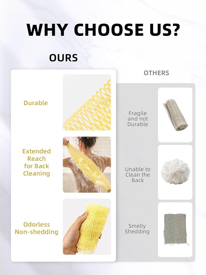 Cleangor 3Pcs African Net Sponge Authentic with Knots - Exfoliating Body | Scrubber for All Skin Types, African Bath Sponge, Wash Cloth, Gentle Exfoliation Shower Rag for Women Daily Use