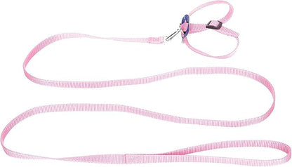 Bird Harness and Leash, 120cm Pet Parrots Adjustable Nylon Anti‑Bite Training Rope for Outdoor Flying Parrot Harness Leash Training Supplies for Parrots Alexandrine, Scarlet, Keck, Mini Macaw(Pink)