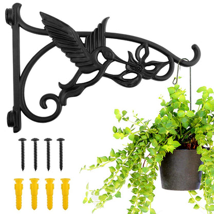 KABB Heavy Duty Hanging Brackets, 2pcs 13" Hand Forged Cast Iron Wall Mount Bracket Durable Rust-Resistant Hummingbird Hanger Hook for Hanging Bird Feeder Lantern Wind Chimes