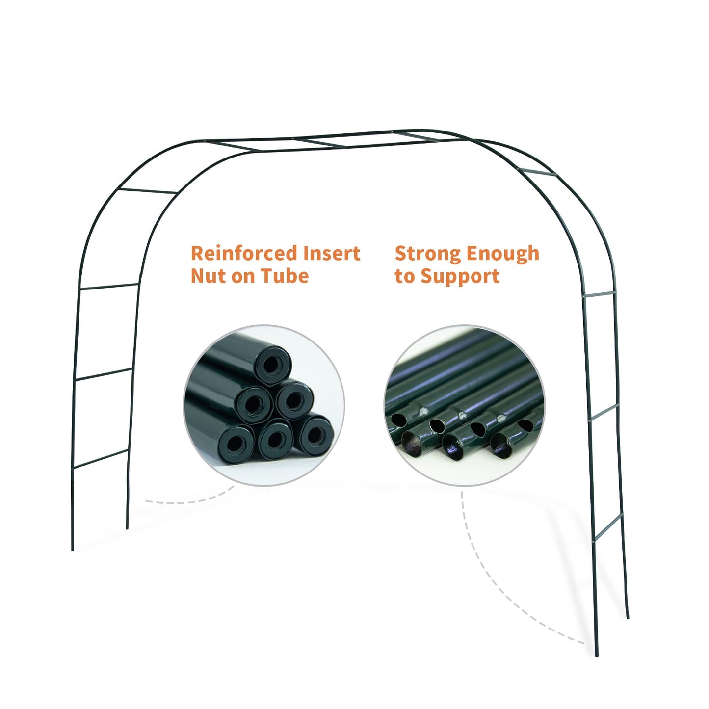 Mr.Ton Garden Arch Trellis for Climbing Plants Outdoor, Metal 7.8ft Arch Archway, Raised Garden Bed Arches, Wedding Arch, Green