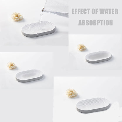 AUSAULAC Ceramic Toothbrush Holders for Bathrooms, White Bathroom Accessories Diatomite, Electric Toothbrush Holder Countertop with Toothbrush Holders, Soap Dish Set