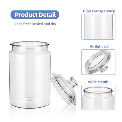 MOLIGOU Plastic Apothecary Jars with Airtight Lid, 120 oz Candy Jars for Candy Buffet, Kitchen Storage Jars, Set of 2