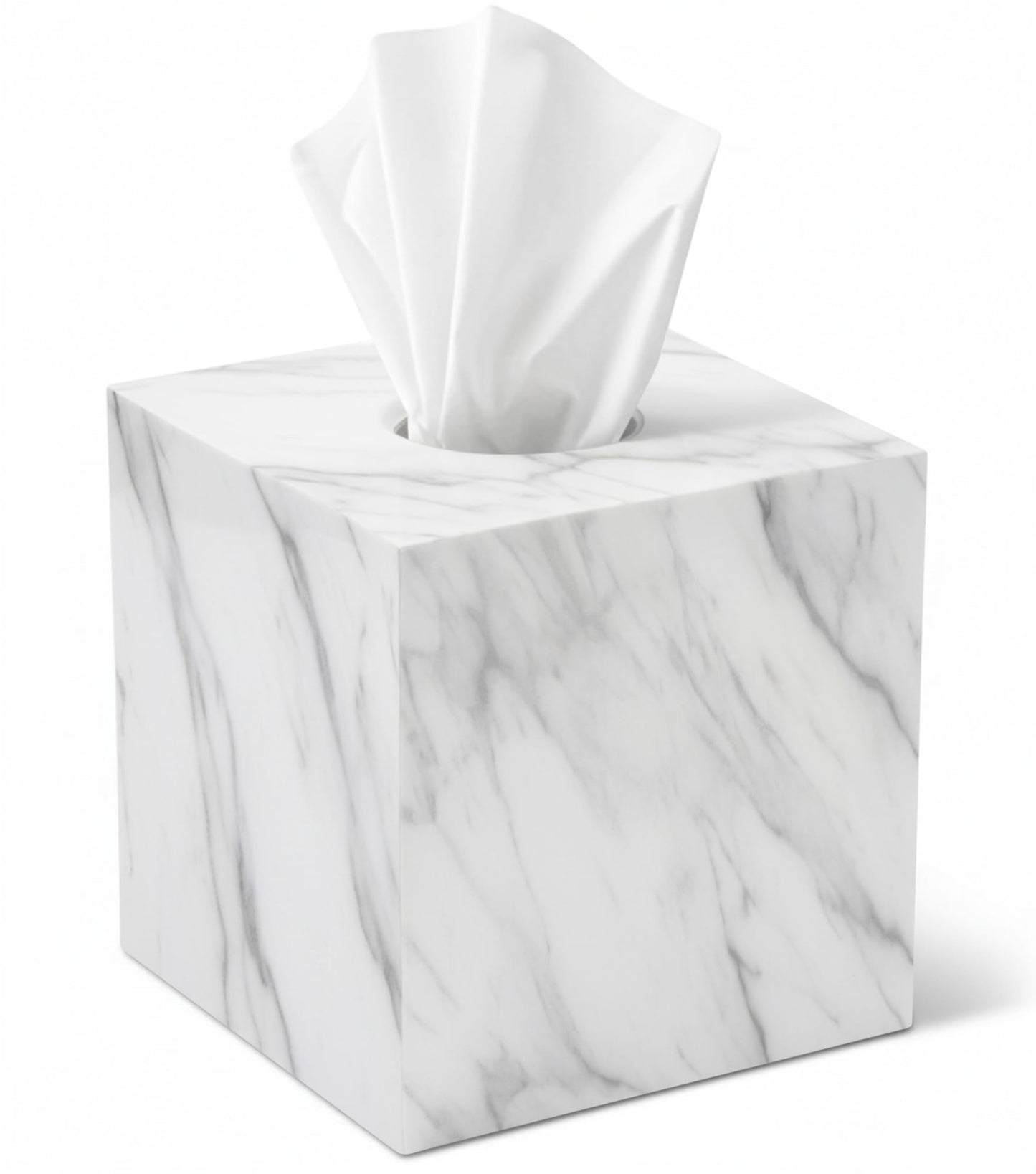 Tissue Box Cover Holder Square Marble Tissue Box Holder Bathroom Vanity Nightstand Bedroom Livingroom Decorative Decor Toilet Organizer Tissues (Marble, Square)