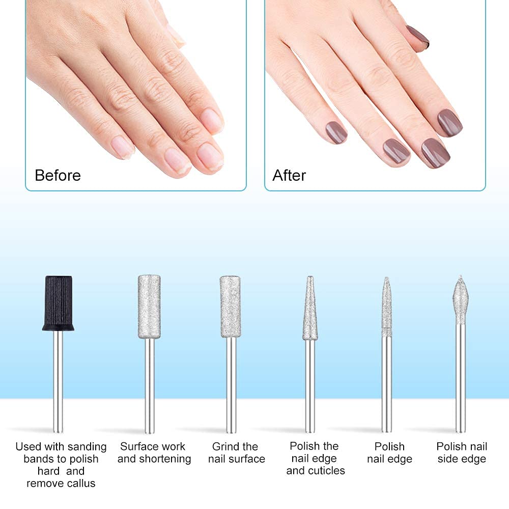 Portable Electric Nail Drill Machine, Professional 20000 RPM USB Manicure Pedicure Drills for Acrylic Nails Gel Polishing Shape Tools