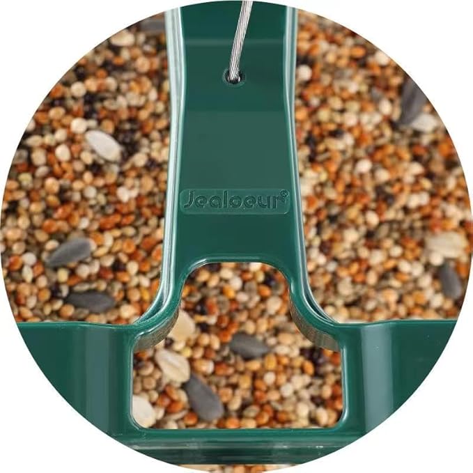 Jealoeur Bird Feeders for Outdoors Hanging Bird Feeder Wild Birds Seed, Green 2 Pack