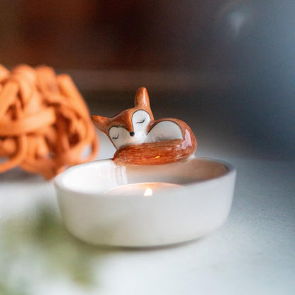 COMZPLIFE Resin Fox Tealight Candle Holder for Home Decor, Dining Table, Living Room, Coffee, Table Centerpiece(2Pcs)