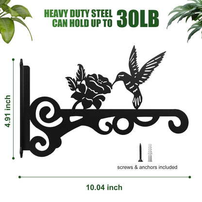 4-Pack Aesthetic Wall Plant Hanger Indoor and Outdoor – 10 Inch Metal Hanging Plant Bracket with Beautiful Bird Pattern – Heavy Duty Plant Hooks for Hanging Plants, Bird Feeder, Wind Chime, Lantern