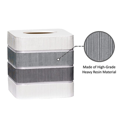 Modern Line Stylish Tissue Box Holder - Modern Classic Luxury Decor with Western Design - Square Tissue Cover for Bathroom, by Zahari Home