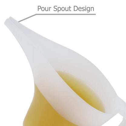 EIKS Plastic Funnel Pitcher Measuring Cup with Long Spout for Filling Muffin Pans, Baking Molds, Salt Shakers, Pancake Batter, Watering Plants(4-Pack 1000ml)