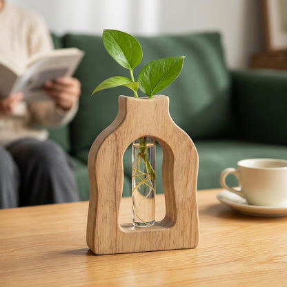 Plant Propagation Station Hanging Stand with Vases for Plants Wall Hanging Wood Stand Indoor Levitating Plant Pot Air Holder Window Boxes for Decor Flowers Holder Test Tubes