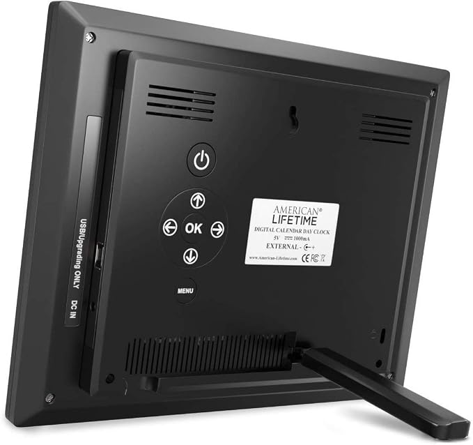 American Lifetime, New Version, Day Clock Extra Large Impaired Vision Digital Clock with Battery Backup and 5 Alarm Options Great Gift Ideas, 2 Pack Black