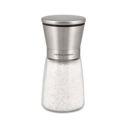 Cole & Mason Sunderland 5.5" Salt Mill Set for Sea Salt - Aesthetic Salt Mills - Kitchen & Home Essentials - Refillable Salt Mill Grinder - Acrylic Spice Mills