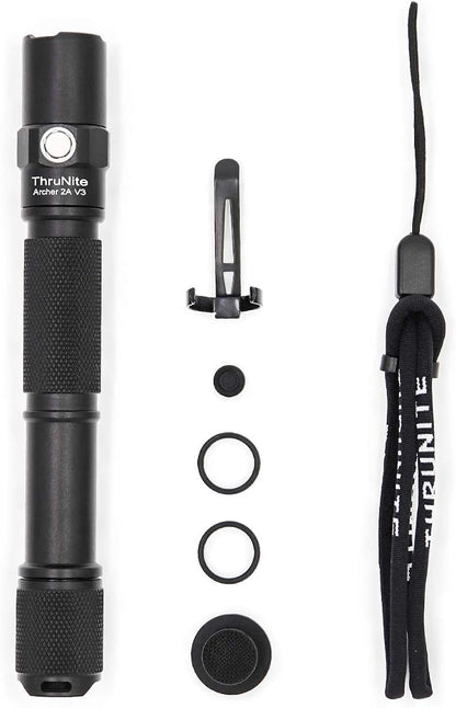 ThruNite Archer 2A Pro LED Flashlight, 1020 High Lumens Long Throw 365M AA Flashlight with USB-C Rechargeable, Dual Switch Tactical EDC Flashlights for Camping Hiking, IPX8 Waterproof - Cool White