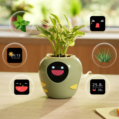 New 2026 Ai Smart Planter – Extra Large Interactive Plant Pot, Pet Plantagotchi, robot, Leafypod and Plantiboy, Robot Flower Pot with Feelings, Indoor Flowerpot with Water, Digital Gifts (White)