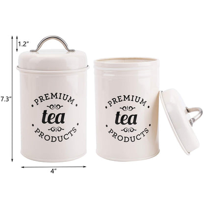 Hedume Set of 3 Airtight Kitchen Canister Decorations with Lids, Coffee, Tea, Sugar Metal Containers, Decorative Nesting Kitchen Canister Jars, Food Storage