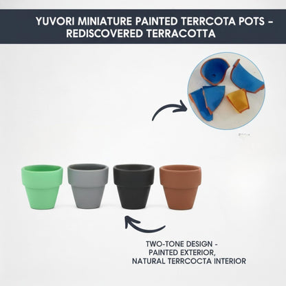 Yuvori Mini Pastel Terracotta Pots for Micro Gardens – 30 Pack, 1.7” Tiny Breathable Clay Planters, Macaron Colors, for Moss, Fairy Gardens, Dollhouses, and Succulents (Painted Grey, 1.2 Inch)