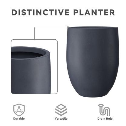 Kante 21.7" H Dark Gray Concrete Tall Planter, Large Outdoor Indoor Decorative Pot with Drainage Hole and Rubber Plug, Modern Round Style for Home and Garden