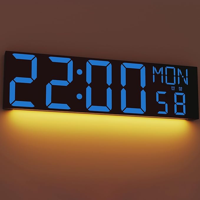 JALL 30" Extra Large Digital Wall Clock, Giant LED Wall Clock with Remote Control, Digital Clock with Jumbo Numbers for Living Room, Gym, Warehouse, Office, Home Decor, Plug-in, Blue