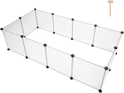 Universal Pet Playpen, Portable Large Plastic Yard Fence for Small Animals - Puppy Kennel Crate, Rabbit Hutch, Hamster & Guinea Pig Enclosure - Easy to Assemble, DIY Expandable, Durable ABS Connectors