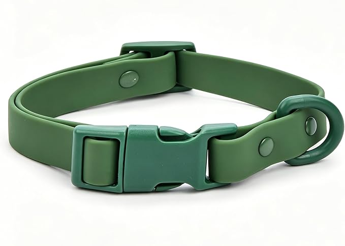 Ovale Waterproof PVC Dog Collar&Leash Set,Leash with Buckle.(M, Army Green) | Durable PVC Material Easy to Clean, Multi Ways to Wear Hand/Waist/Shoulder