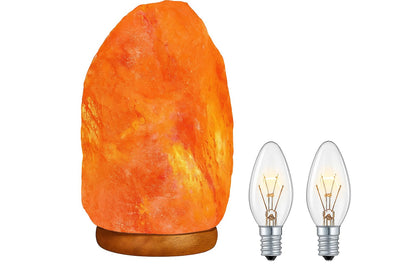 Needs&Gifts Himalayan Salt Lamp with Dimmer Cord and 2 Bulbs, Natural Crystal Rock Lamp for Relaxing Warm Light, Handcrafted from Himalayan Pink Salt