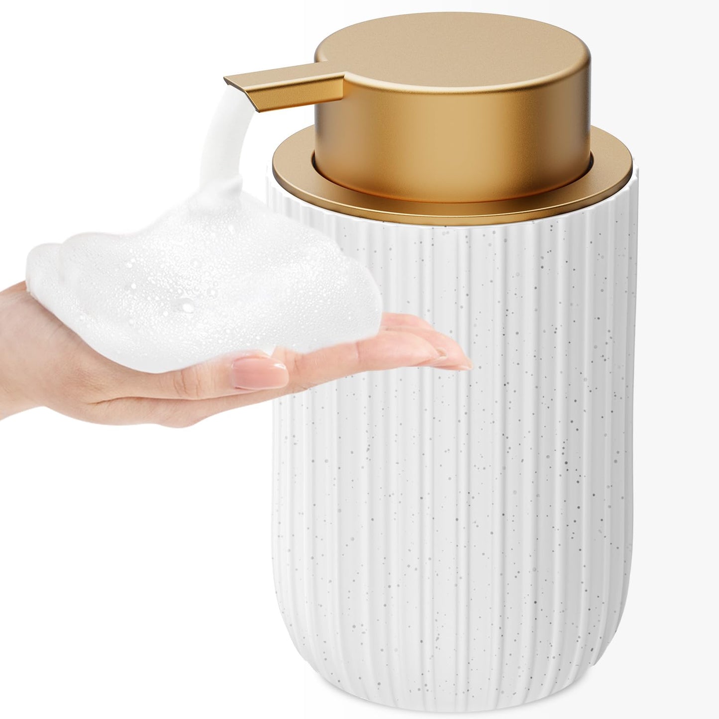 Ceramic Foaming Soap Dispenser, 12 oz Bathroom Foam Hand Soap Dispenser, Refillable Lotion Soap Dispenser with Removable Pump for Kitchen Hand Wash Dispenser, Modern Home Decor(2Pack-Black)